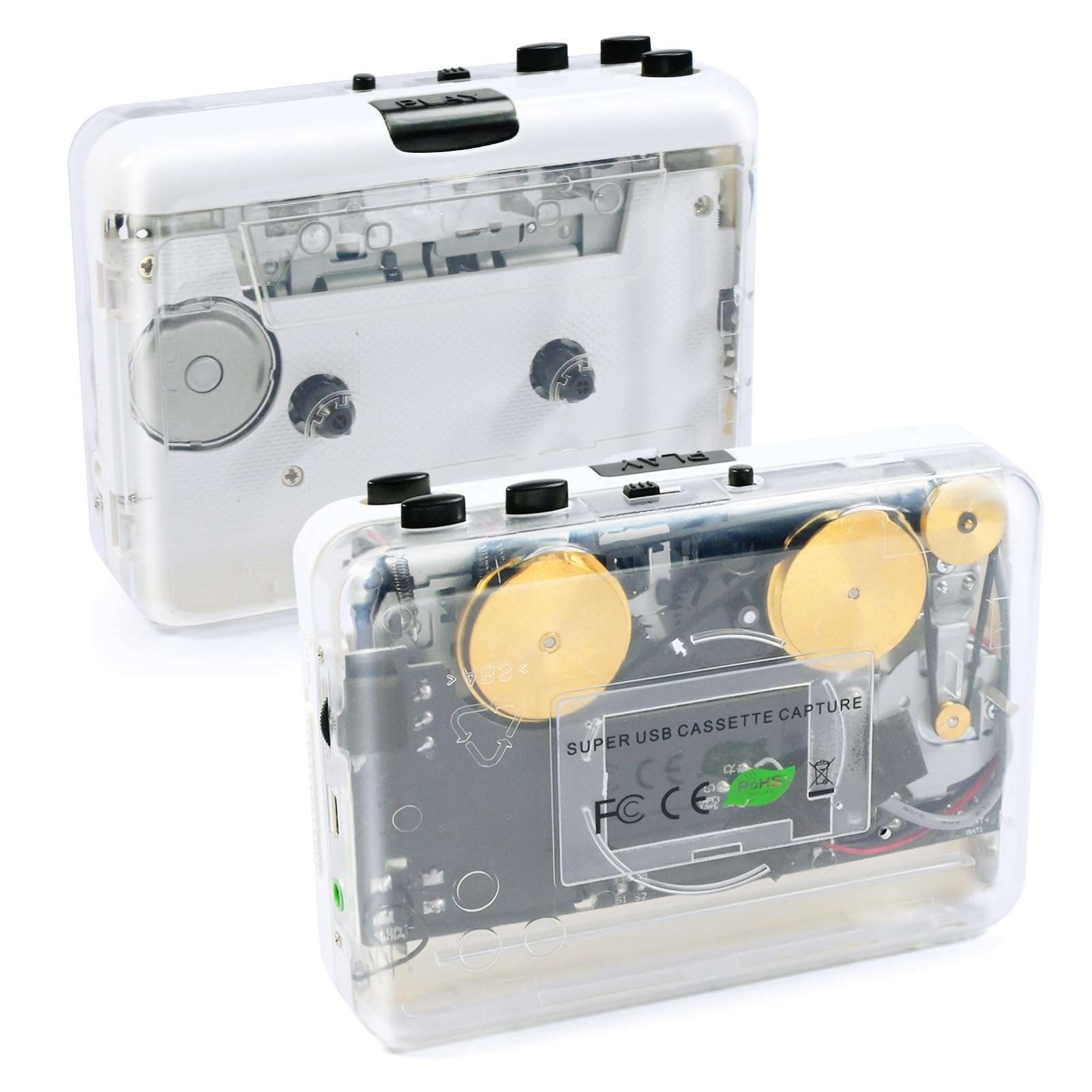 Auto Reverse ＆Clear Stereo Cassette Player,Built-in Cool Copper Wheel Movement＆E