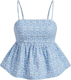 SOLY HUX Summer Babydoll Top for Women Y2k Peplum Cami Crop Tank Tops