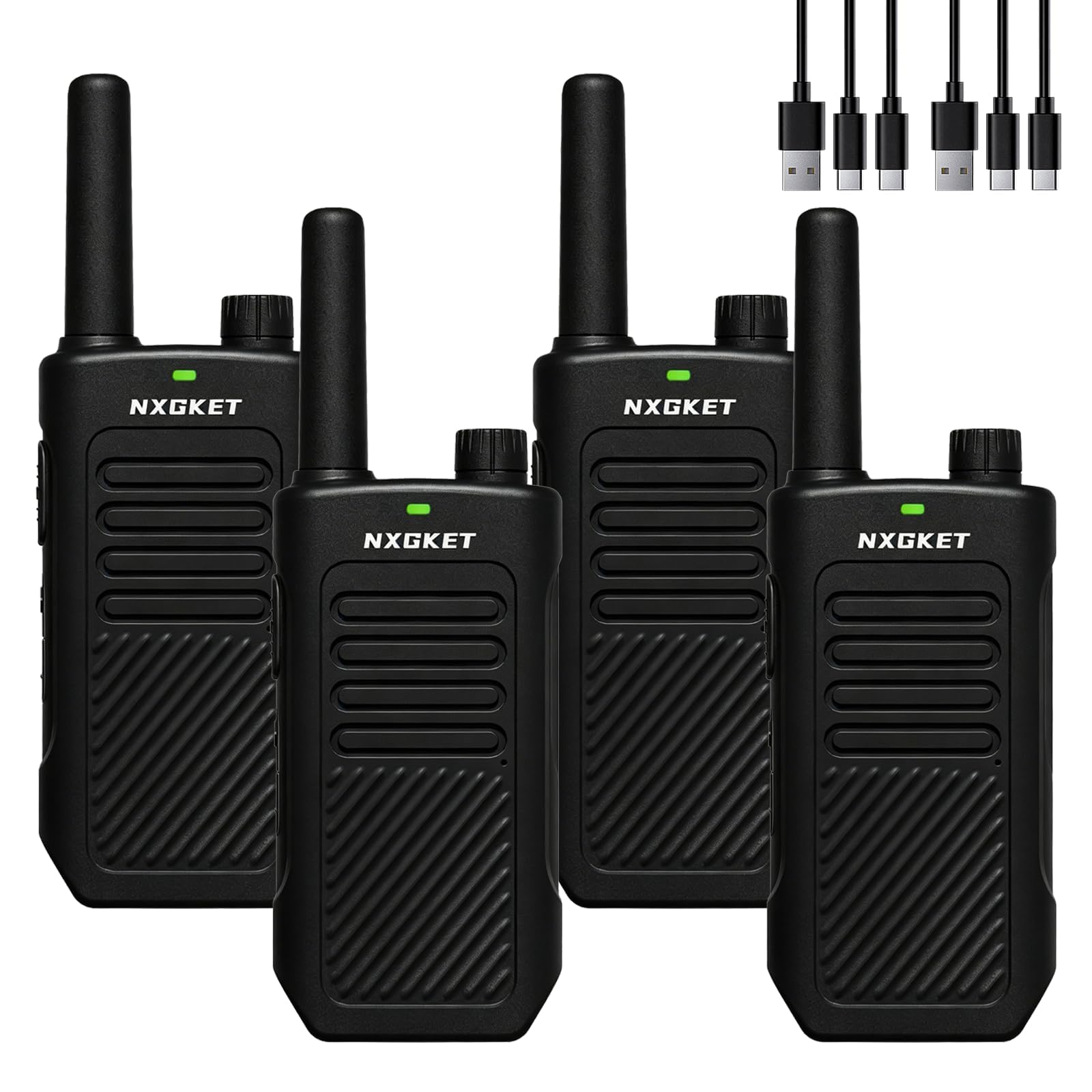 4 Pack Long Range Walkie Talkies for Adults with 1500mAh Battery, USB-C Charging