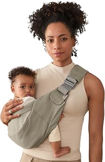 Ergobaby Upsie Sling Baby Carrier for Babies and Toddlers 6-48 Months | 2-Position Ergonomic Baby Carrier with Front Storage Pocket, Hip-Healthy Positioning, Fits 17-45 lbs, Soft Olive