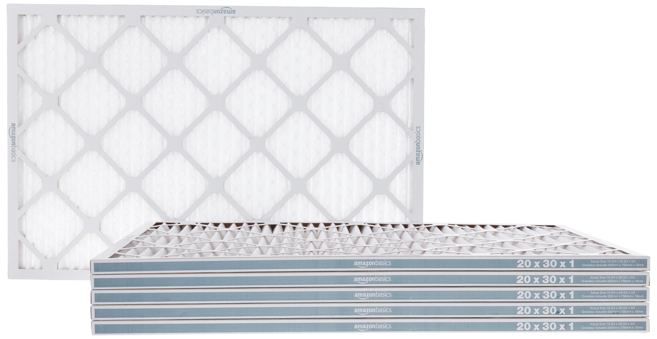 Amazon Basics 20x30x1 Air Filter 6-Pack, MERV 11 AC Furnace Filters, Removes Dus
