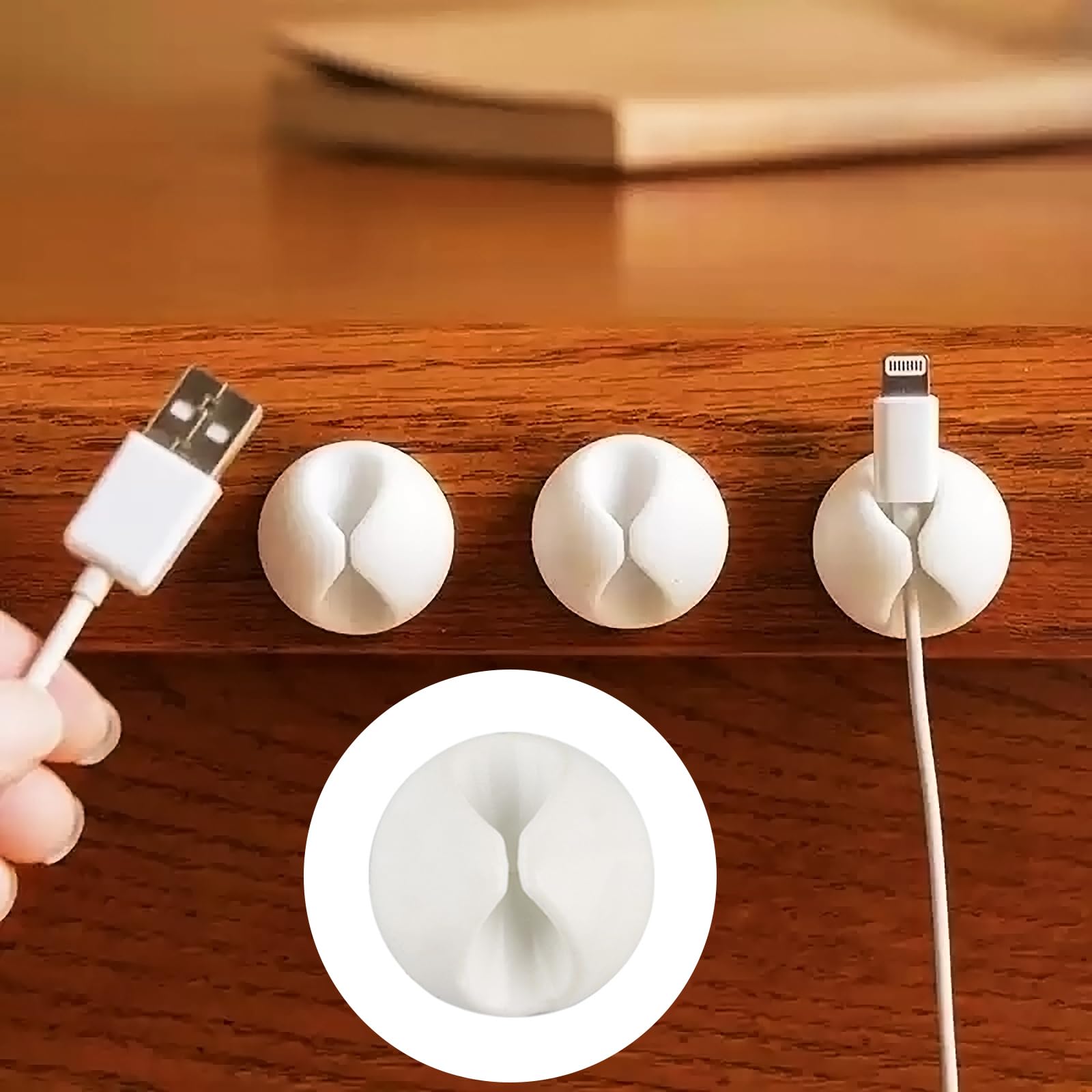 3 x Cable Clips for Desk Wire Management Self Adhesive Cord Holder USB charging 