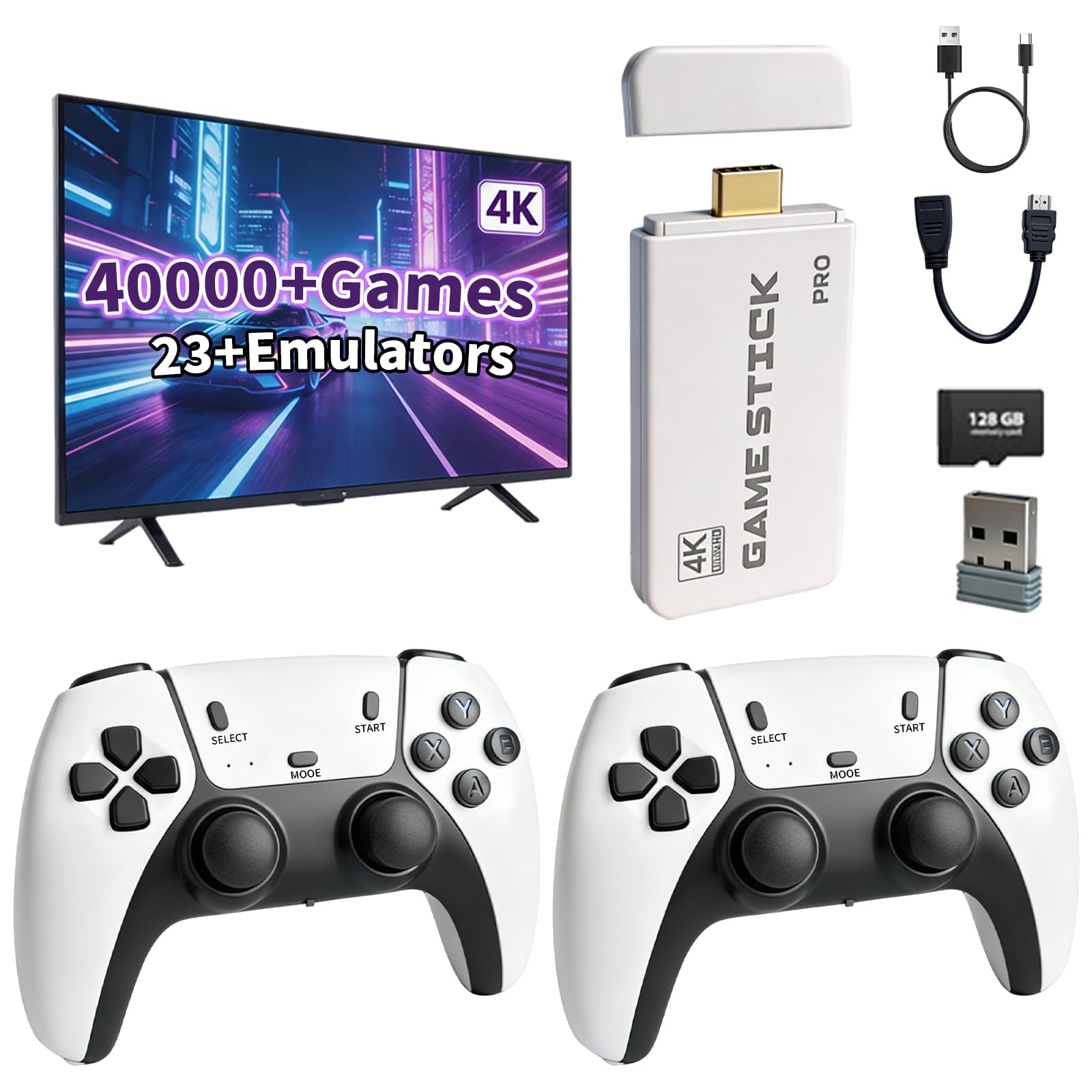 2026 New Upgraded Wireless Retro Gaming Console, 23 Emulators and 40000+Games, P