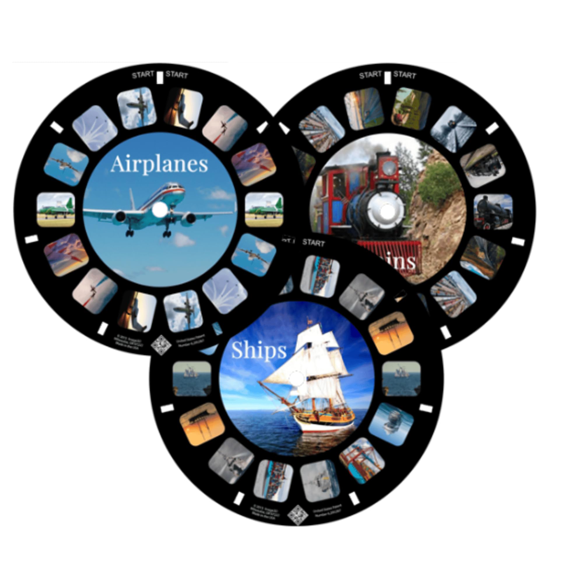 MayKo Transportation Ship, Trains and Airplanes Reels for Viewfinder, Compatible