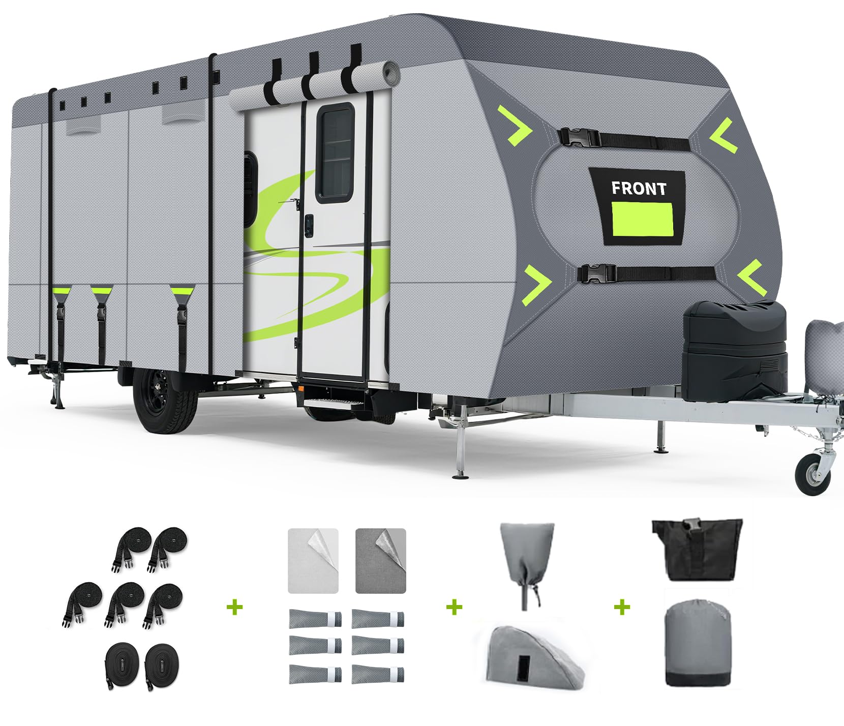 Heavy Duty 9 Layers RV Cover 24-27ft, Rip-Stop Motorhome Camper Cover with Windp