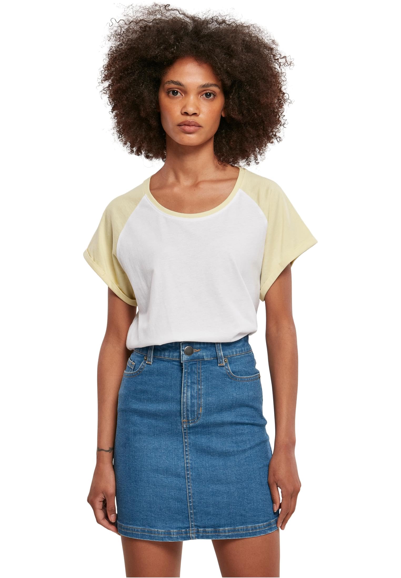 Urban Classics Ladies Contrast Raglan Tee Women's T-Shirt Charcoal/Black Wide