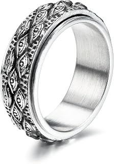 Stainless Steel Eye of Providence Spinner Ring for Men Women Band Ring Vintage Jewelry Birthday Gift Unisex, Sizes 6-13 Silver/Black/Gold
