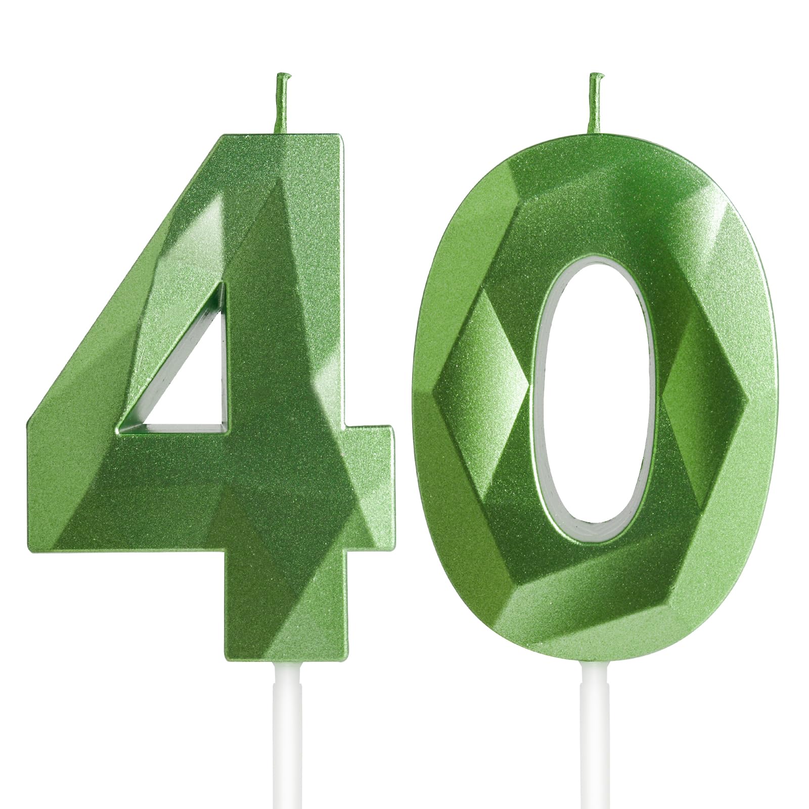 Yiran Number 40 Candles,40th Birthday Candles,Green Happy Birthday Candle for Ca