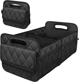Deosk Car Trunk Organizer for SUV, Foldable Car Organizers and Storage | with Reinforced Handles , Car Accessories for Women/Men 50LWaterproof Polyester Trunk Organizer, Black