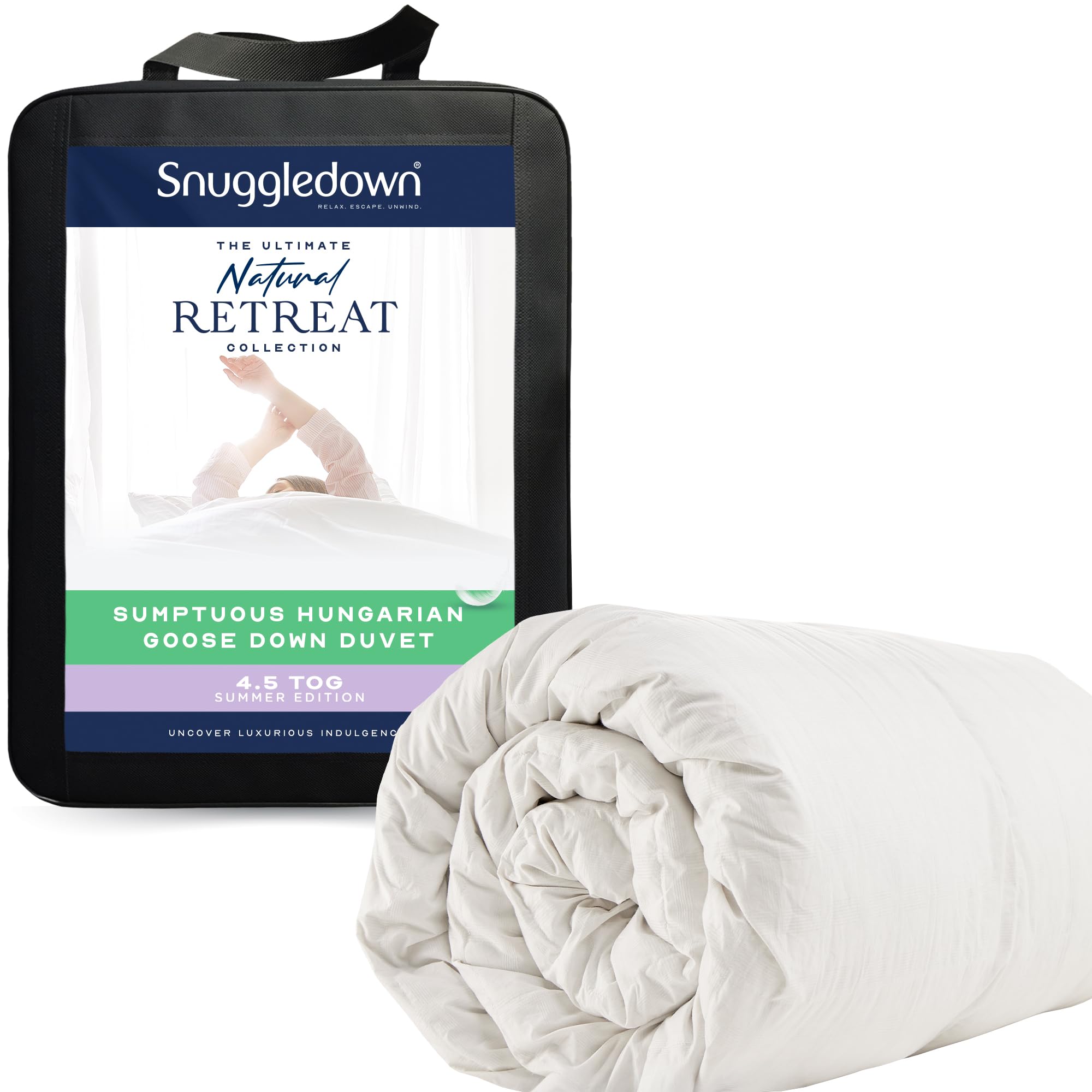 Snuggledown Hungarian Goose Down Single Duvet 4.5 Tog - Lightweight Summer Quilt