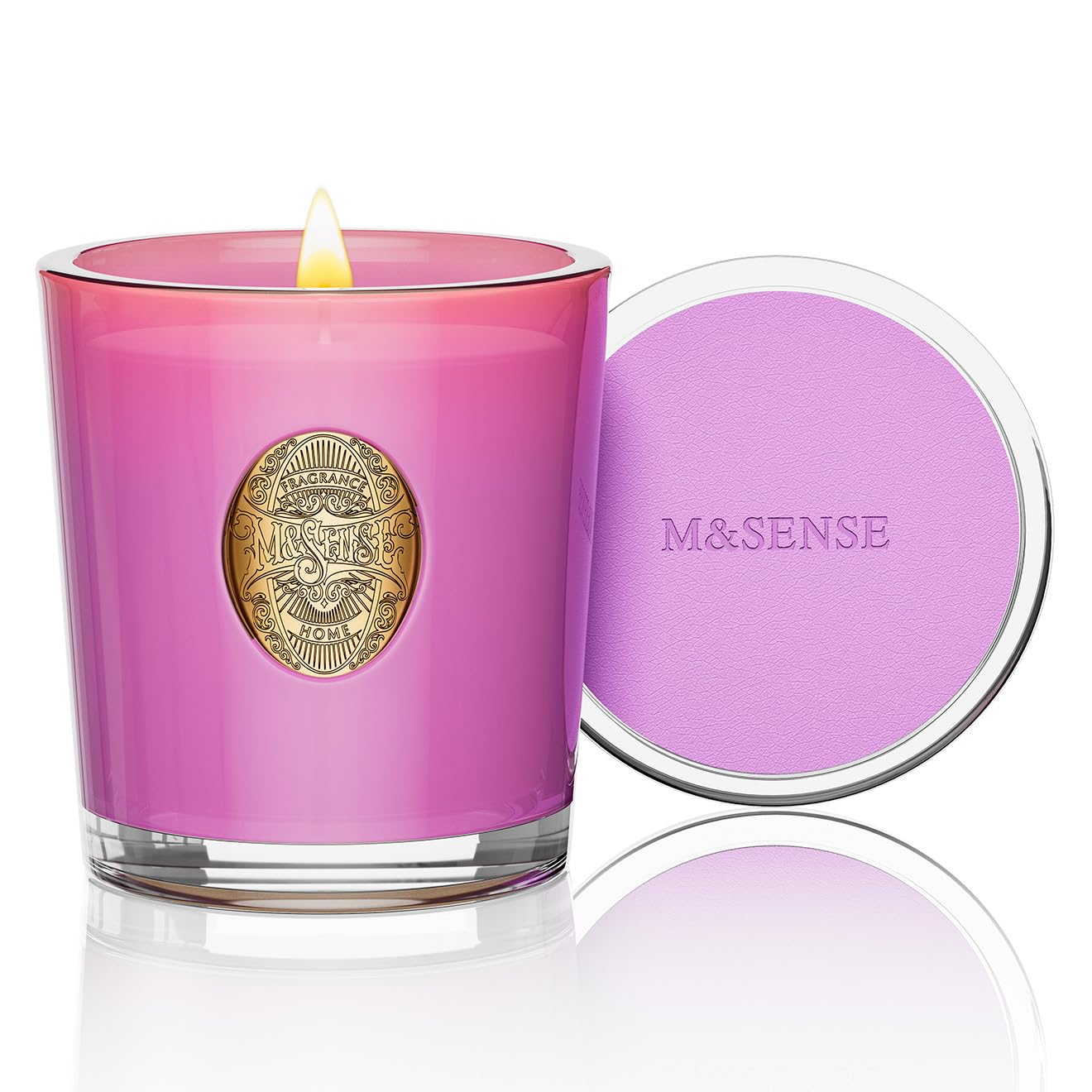M&SENSE Luxury Colored 10.2 oz Soy Wax Candle | Lavender Chamomile Scented | 55 