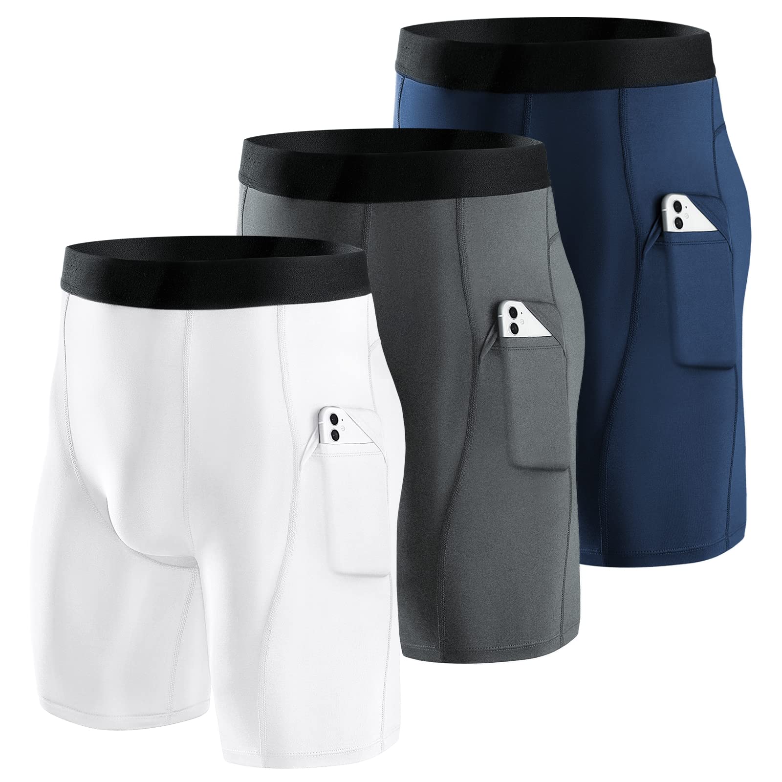 Niksa 3 Pieces Running Tights Men Short Shorts Basic Compression Men Shorts Work