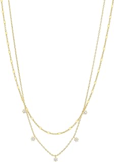 PAVOI CZ Chain Necklace, 925 Silver, 14K Gold Plated, Yellow Gold, Y