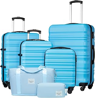 LONG VACATION Luggage Set, Suitcases for Travelling, Sky Blue, 6 Piece