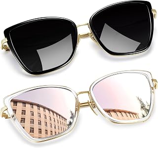 Joopin Oversized Cat Eye Sunglasses for Women UV400 Protection Metal Frame