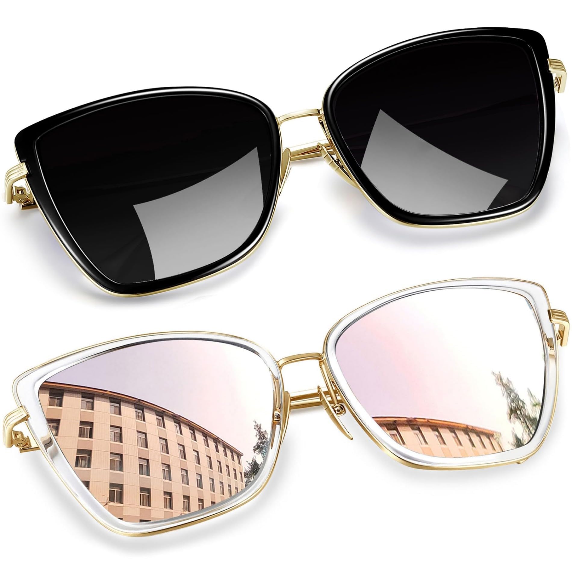 Joopin Oversized Cat Eye Sunglasses for Women UV400 Protection Metal Frame