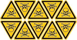Triangle Safety Warning Sign Self Adhesive Yellow Black Letters 20mm/0.78" for Machines, Instruments, and Equipment Surfaces Pack of 10