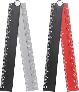 Generic 2PCS 30cm Straight Folding Ruler Aluminum Alloy Folding Protractor Ruler Geometric Angle Ruler Measuring Tool with Angle Line for Architect Artist Office