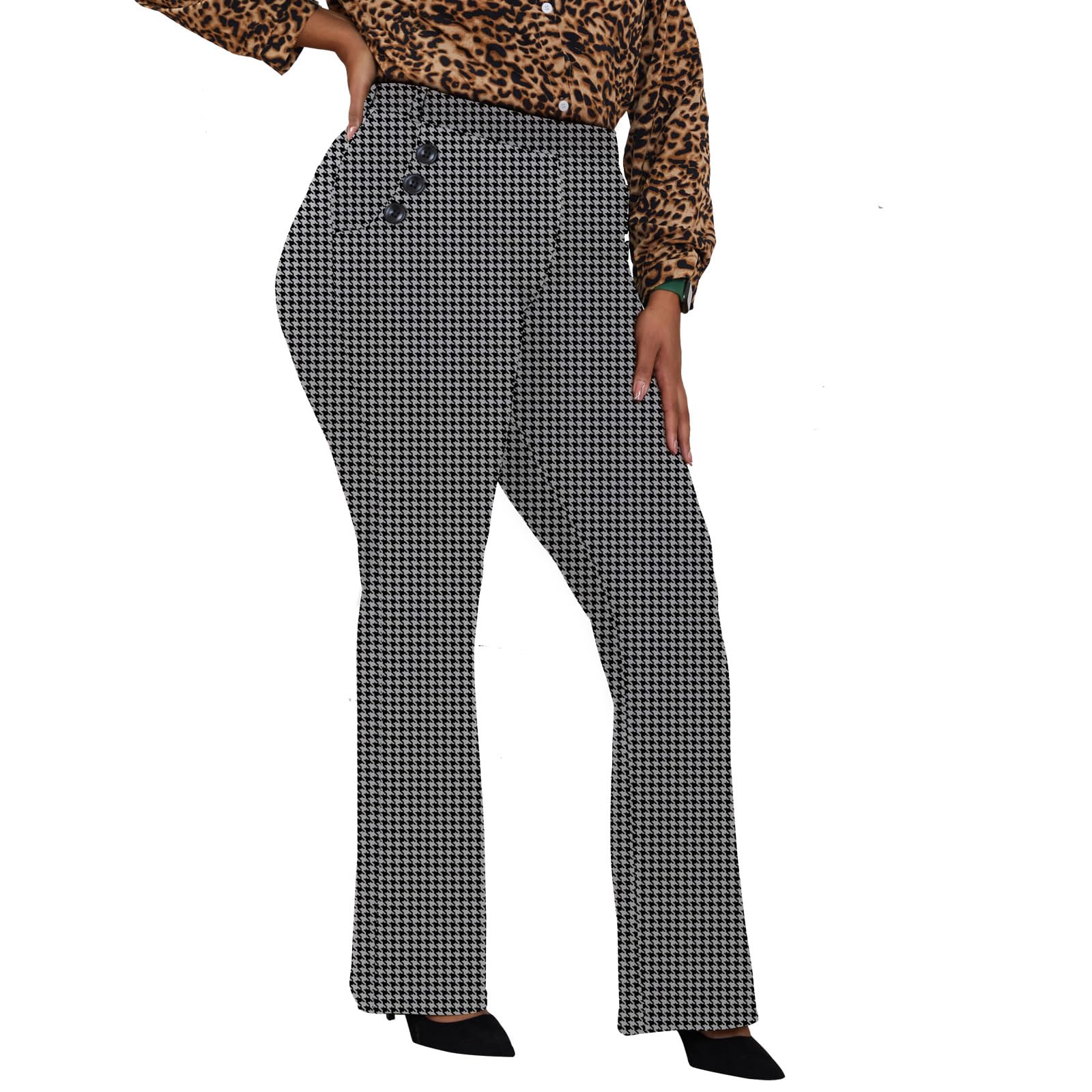 Plus Size Wrinkle-Free Stretch Dress Pants for Women Slip On Pants Easy Into Com