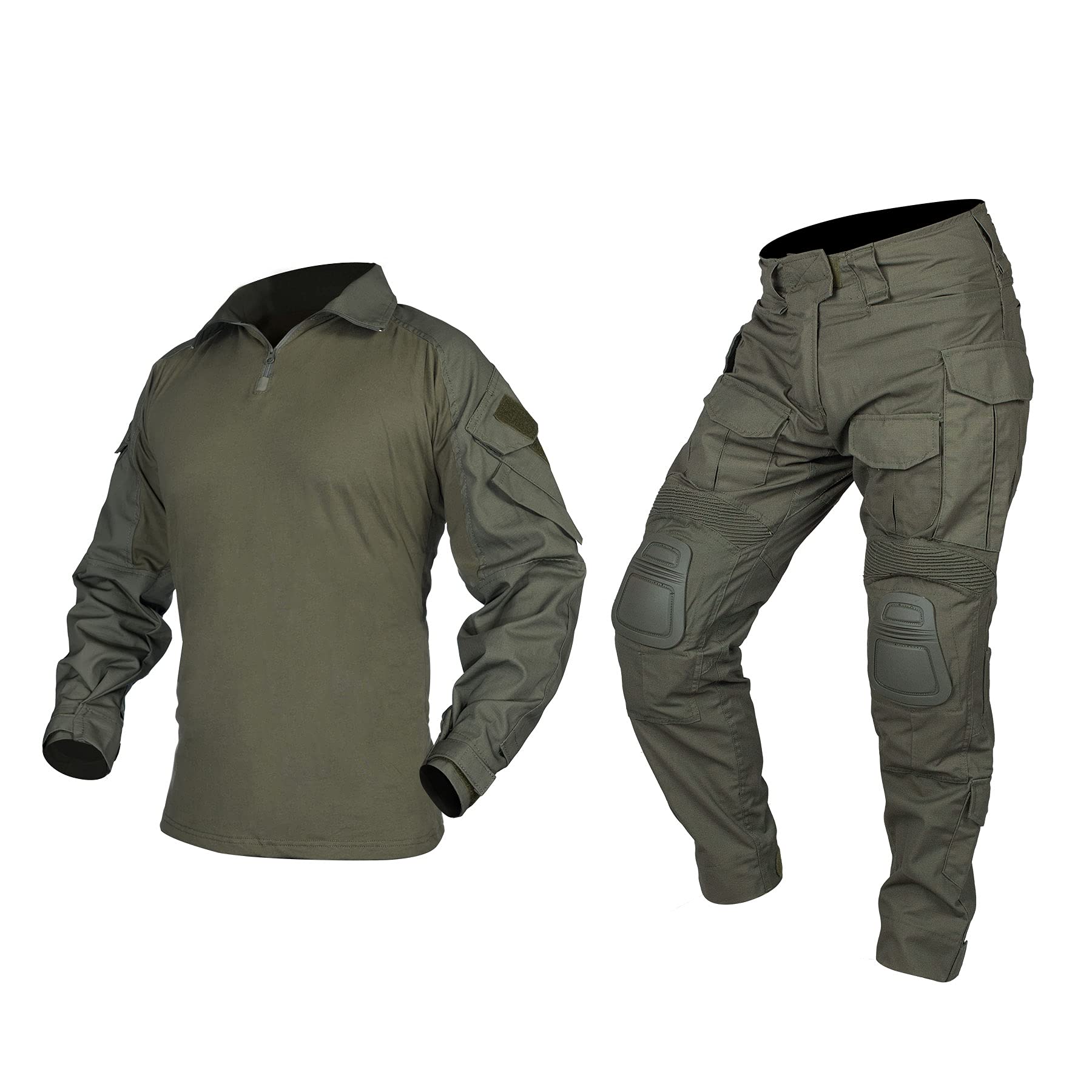 IDOGEAR Men G3 Assault Combat Uniform Set with Knee Pad and Elbow Pads camo Camo