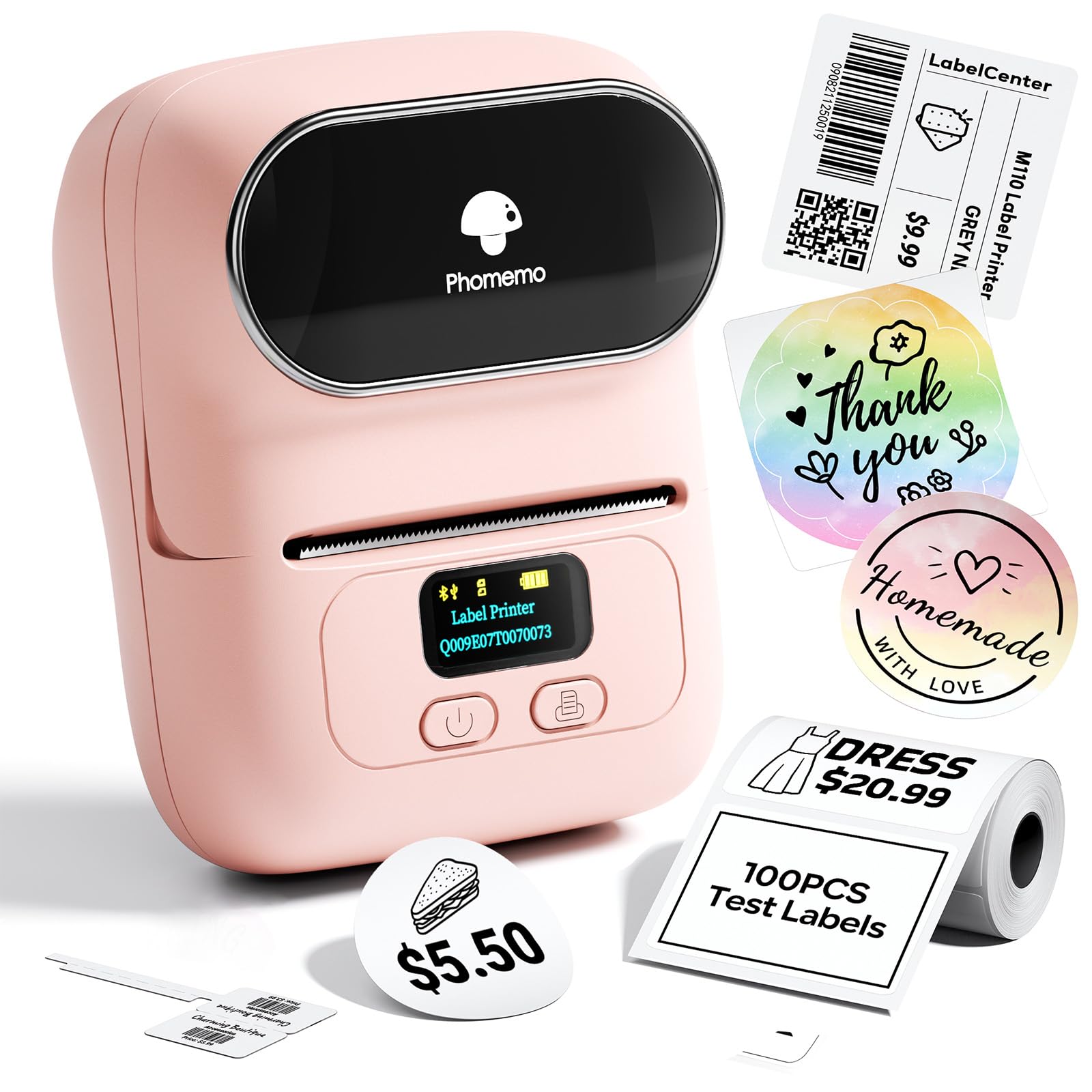 Phomemo M110 Label Printer, Portable Thermal Sticker Printer with Display | 2 In