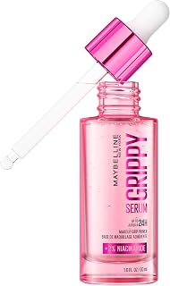 Maybelline Grippy Serum Makeup Primer Up To 24H Wear Plumps & Hydrates Skin | With 2% Niacinamide, Up To 24H Wear, Instantly Plumps and Hydrates Skin, Water-Based, All Skin Types (30ml)