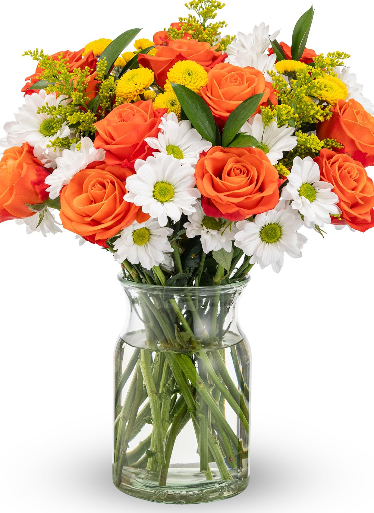 Benchmark Bouquets - Life is Good Orange Roses with Glass Vase - Fresh Fall Flow