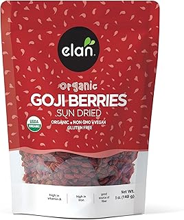 ELAN Organic Goji Berries, Non-GMO, Vegan, Gluten-Free, 140 Gram