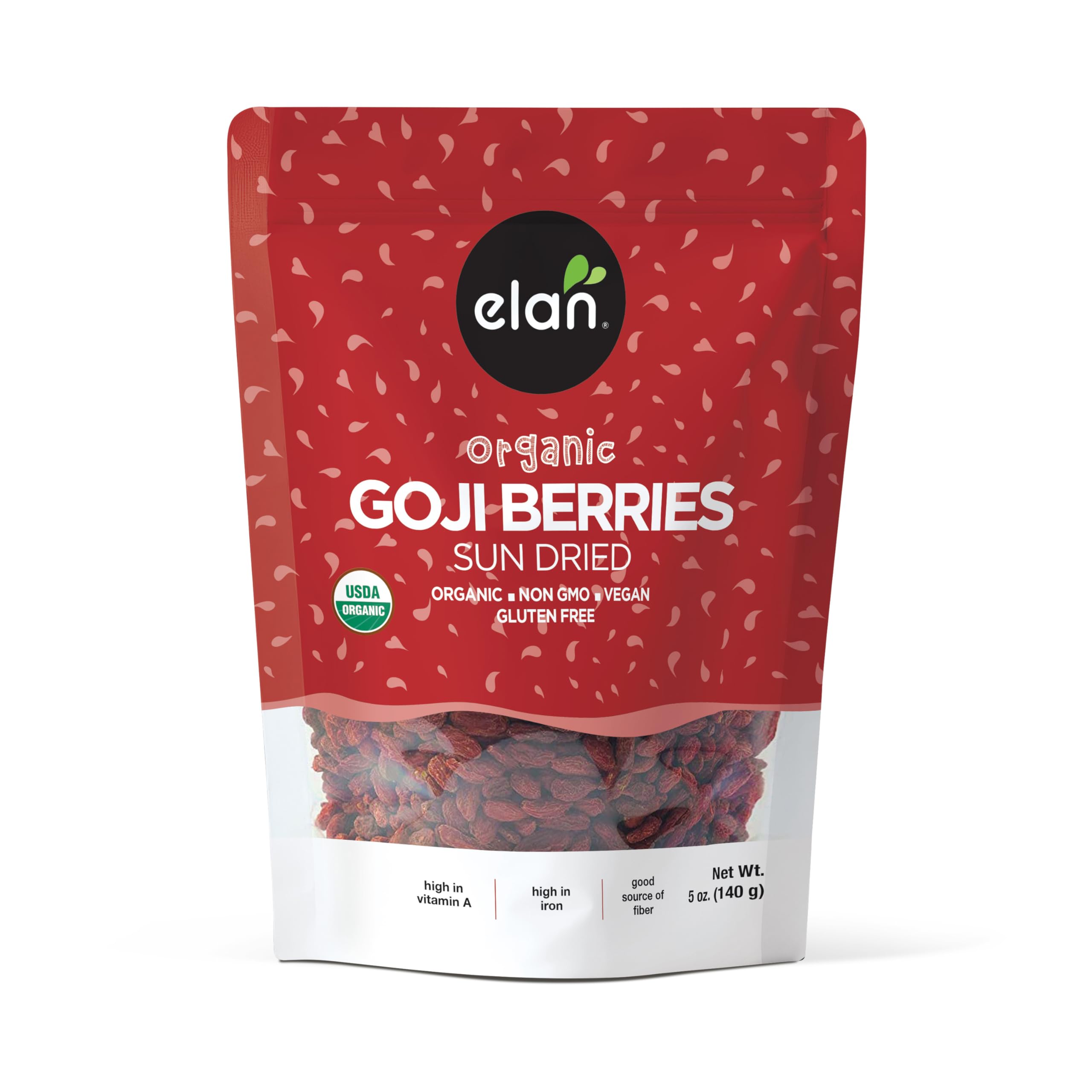 ELAN Organic Goji Berries, Non-GMO, Vegan, Gluten-Free, 140 Gram