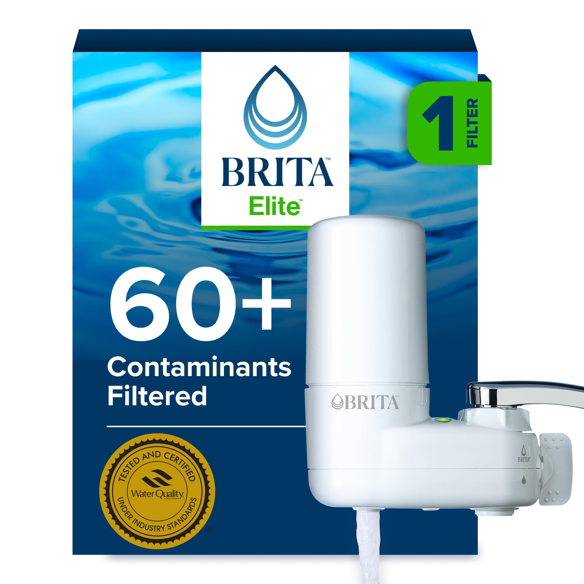 Brita Elite Advanced White Faucet Water Filter System, 1 Filter | 3 spray option