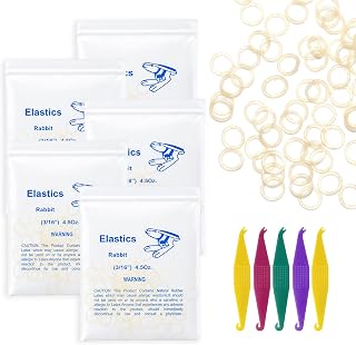 500 Pack Orthodontic Elastic Rubber Bands with Elastics Placers, 4.5 Oz, 3/16" Size - Gap Teeth Bands Great for Crooked Teeth, Tooth Gaps, Hairbands, Dog Pony Tails, Braids and Dreadlocks