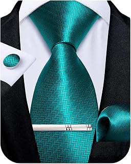 DiBanGu Paisley Tie and Pocket Square Classic Men's Woven Necktie, Handkerchief and Clip Sets