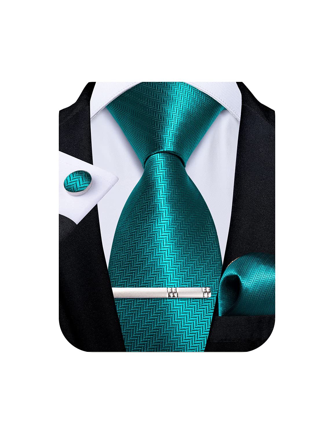 DiBanGu Paisley Tie and Pocket Square Classic Men's Woven Necktie, Handkerchief 