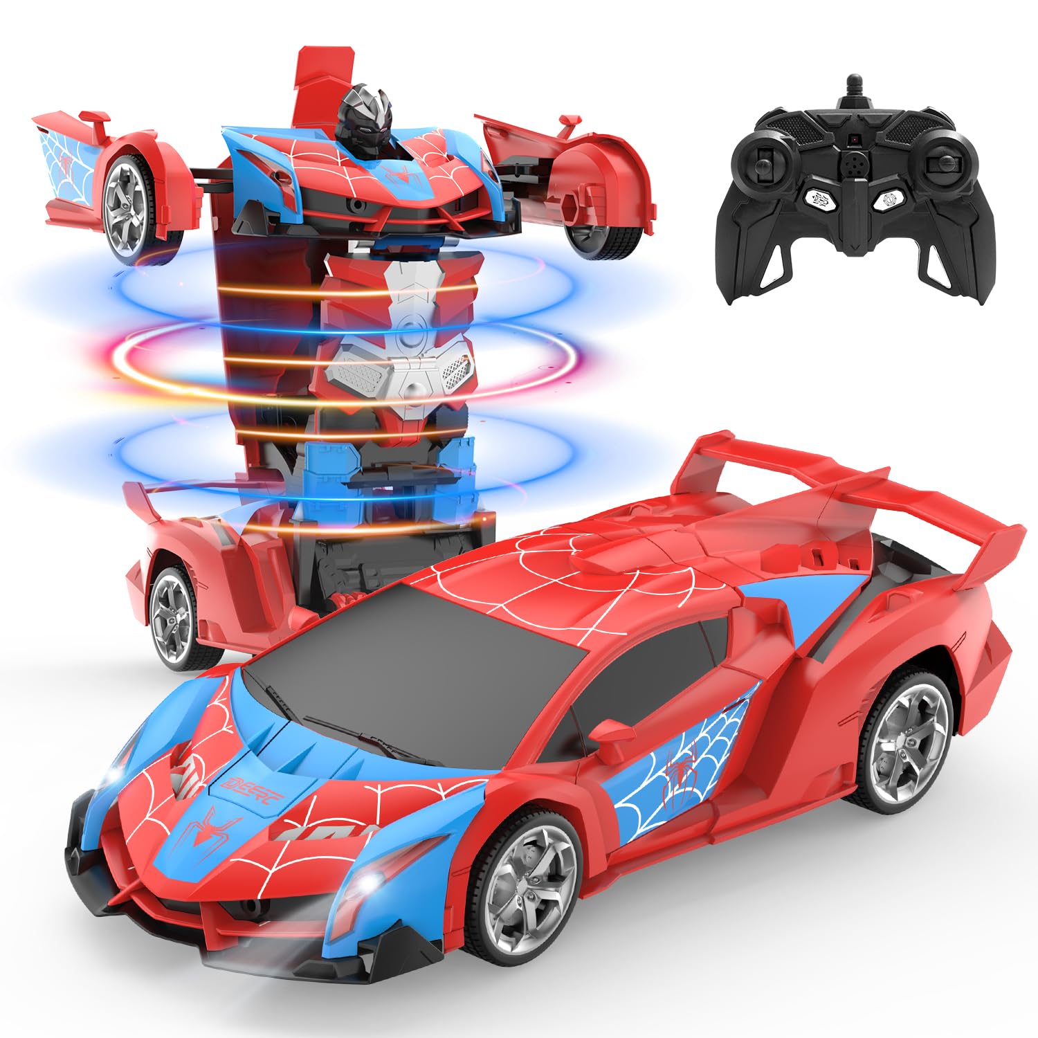 DEERC Spider RC Car Transform Robot, 2.4GHz Remote Control Spider Cars for Kids,