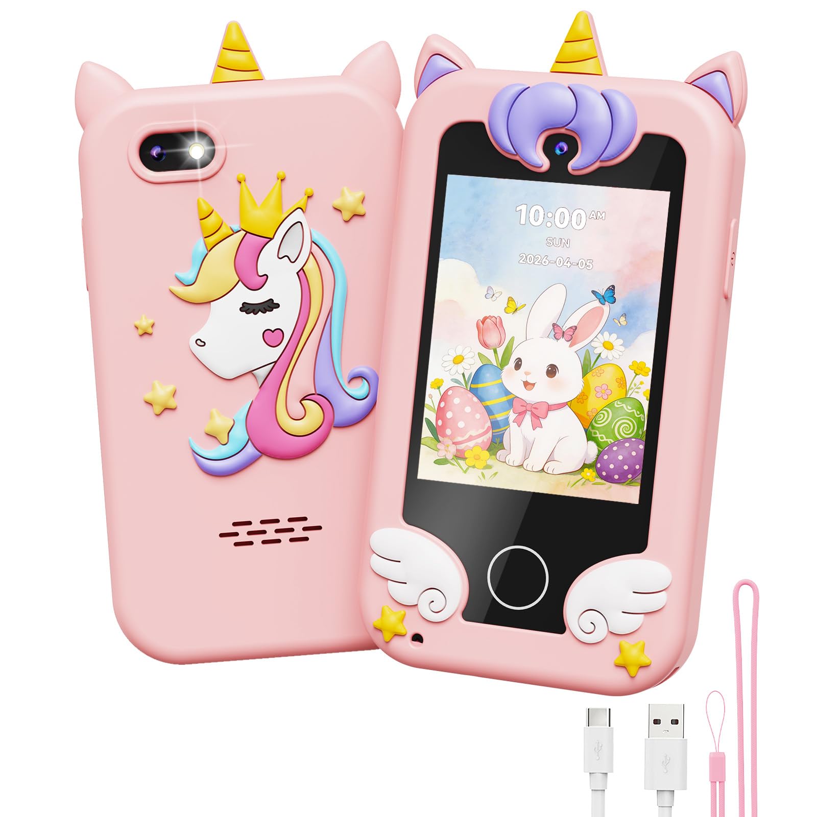 UCIDCI Kids Smart Phone Toys for Girls Ages 3-7 with Dual Camera - Phone Toy wit