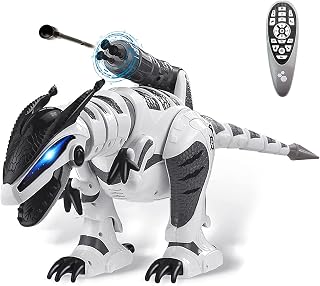 Dollox RC Interactive Dinosaur Robot - Programmable T-rex Toy with Fight Mode, Walking, Singing, Dancing, Shooting - Gift for 3-10 Year Olds