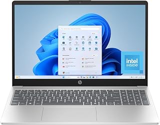 HP 15.6 inch Laptop, Intel Processor N100, Intel UHD Graphics, 4 GB RAM, 128 GB UFS, Windows 11 Home, Natural Silver, 15-fd0016ca