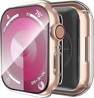 Smiling 2 Pack Case Compatible with Apple Watch SE 3 (2025)/ SE 2/ SE/Series 6/5/4 44mm with Tempered Glass Screen Protector, Hard PC Case Overall Protective Cover- Transparent