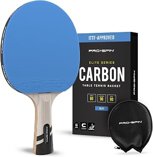 PRO-SPIN Table Tennis Bats | ITTF Approved Rubber | 7-Ply Blade with Carbon Fibre | 2.0mm Sponge | Professional Ping Pong Racket with Protective Cover