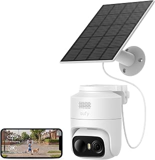 eufy Security eufyCam C37, 2K Solar Security Camera Outdoor Wireless | 360° Pan & Tilt AI Tracking,Solar Camera,People/Pet/Vehicle Detection,Colour Night Vision,No Monthly Fee,Flexible Solar Panel