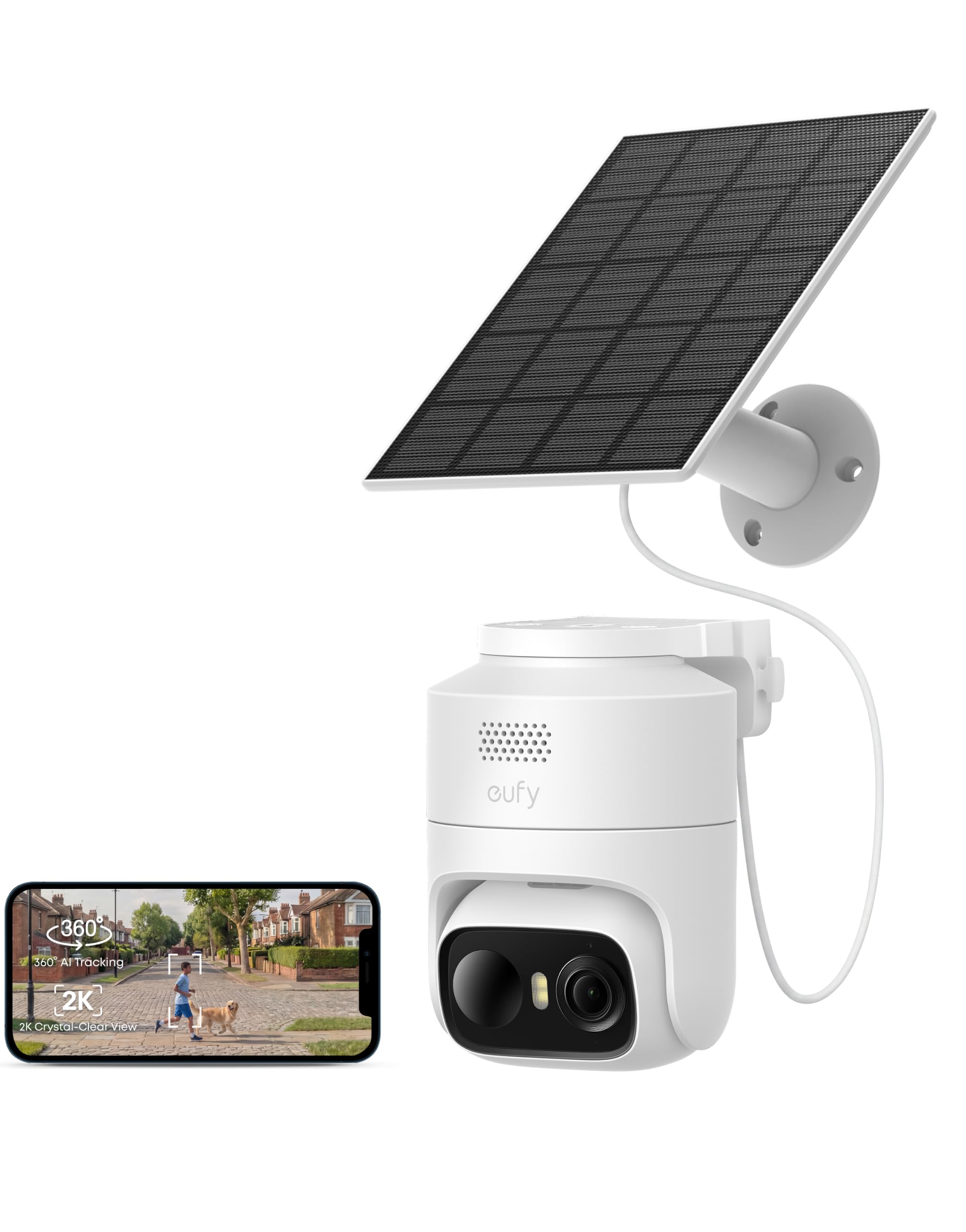 eufy Security eufyCam C37, 2K Solar Security Camera Outdoor Wireless | 360° Pan 