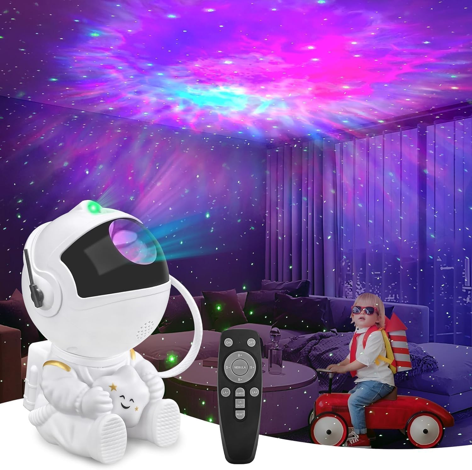 MAZ-TEK Astronaut Galaxy Star Projector - Starry Night Light with Remote Control