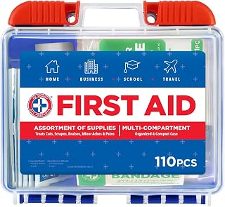 Be Smart Get Prepared 110 Pc First Aid Kit - Home, Car, Office, Travel, FSA
