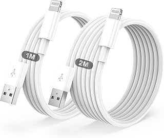 iPhone Charging Cable 2 Pack 1 M + 2 M USB to Lightning Cable MFi Certified for Apple Fast Charging Cable, for iPhone 14/13/12/11/Pro/ProMax/Mini/XS/XR/MAX/X/8/7/6/6s/Plus/SE/iPad Mini