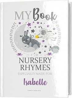 Nursery Rhymes Book Personalised for Baby Boys Girls Aged 0-4 Years. Customised Keepsake for Christening, Birthday, Naming Day, Baptism or Easter Present