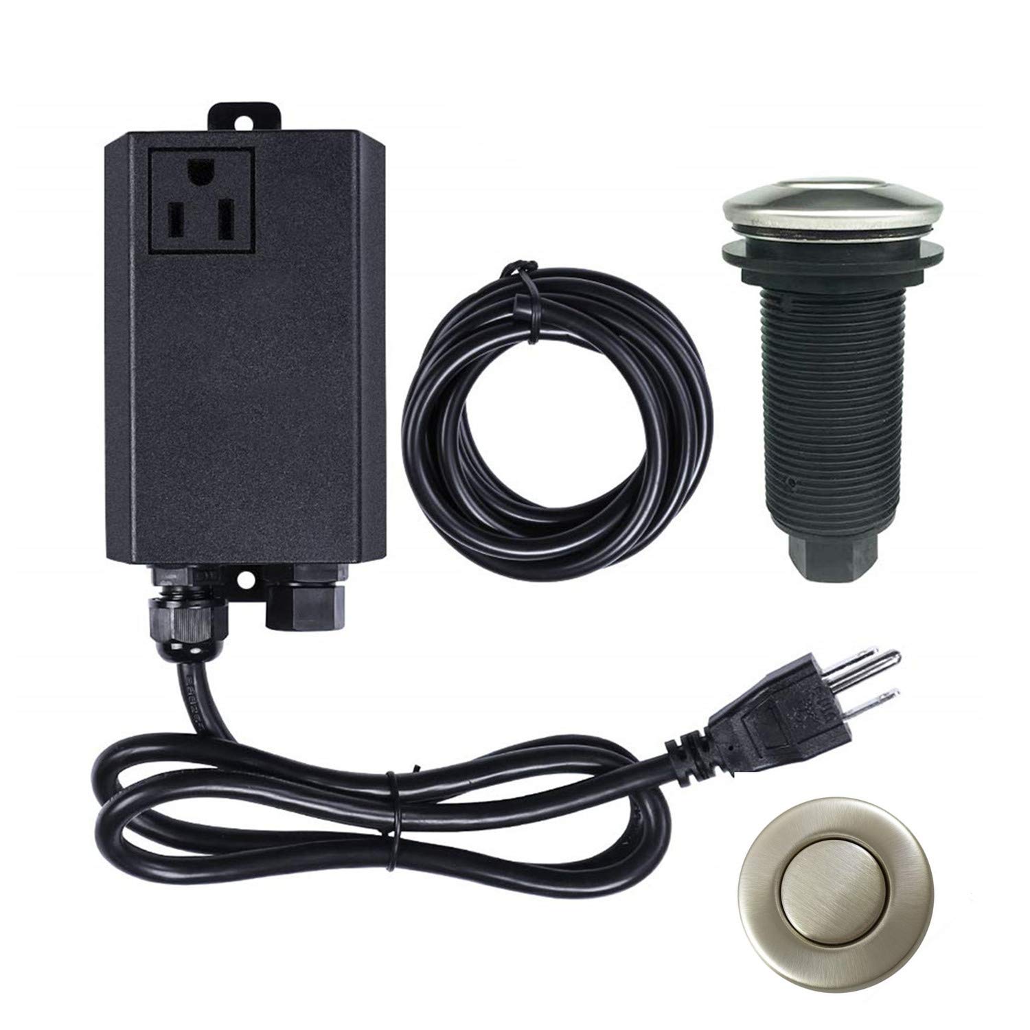 Garbage Disposal Air Switch Kit Sink Top Waste Disposal Long Stainless Steel Bru