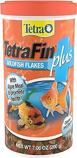 Tetra TetraFin Plus Goldfish Flakes Fish Food with Algae, 7.06 oz | Added Algae for Optimal Health, Balanced Daily Diet for Goldfish and Small Koi, Color-Enhancing, Clean & Clear Water Formula