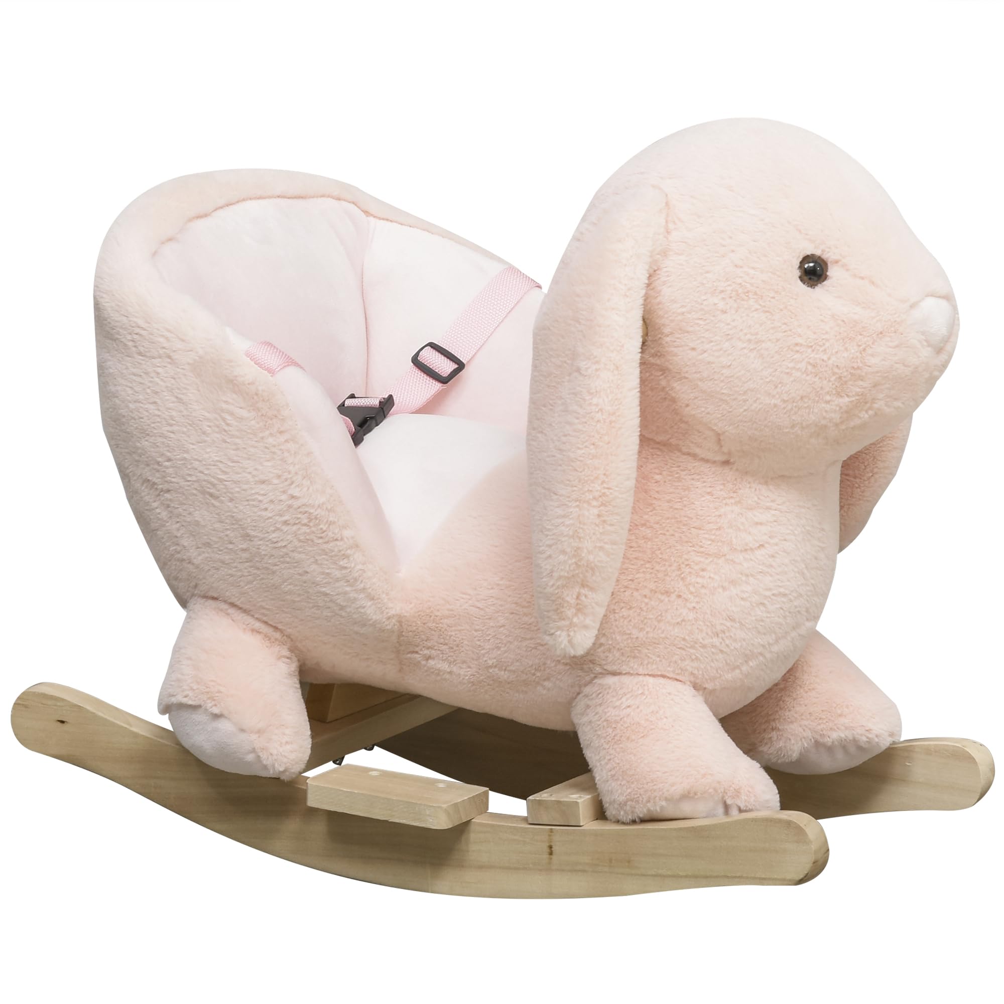 Qaba Baby Rocking Horse with Simulated Sound for Toddler 18-36 Months Pink | Plu