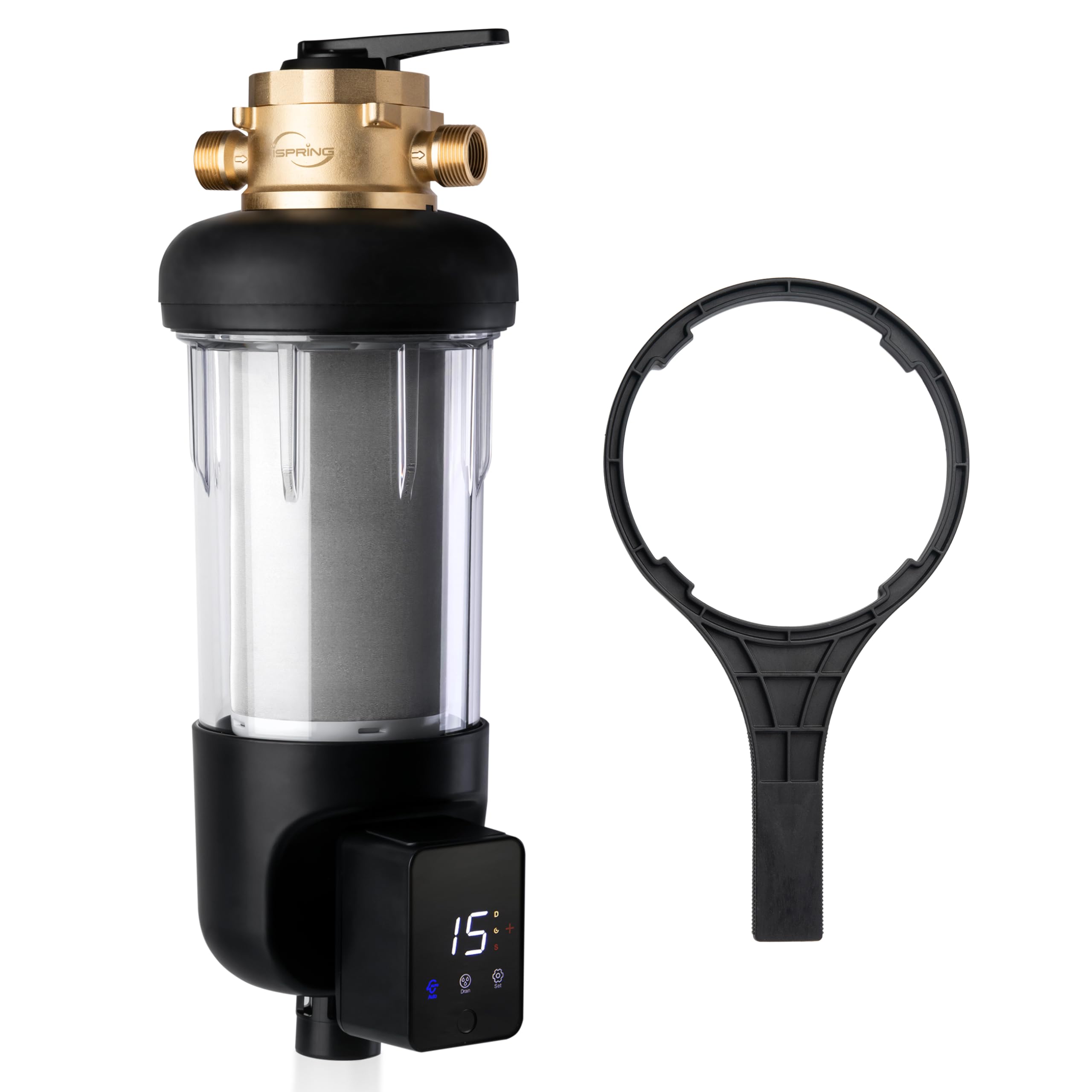 iSpring WSP50ARJ-BP Jumbo Whole House Water Filter System, 50 Micron | Auto Flus