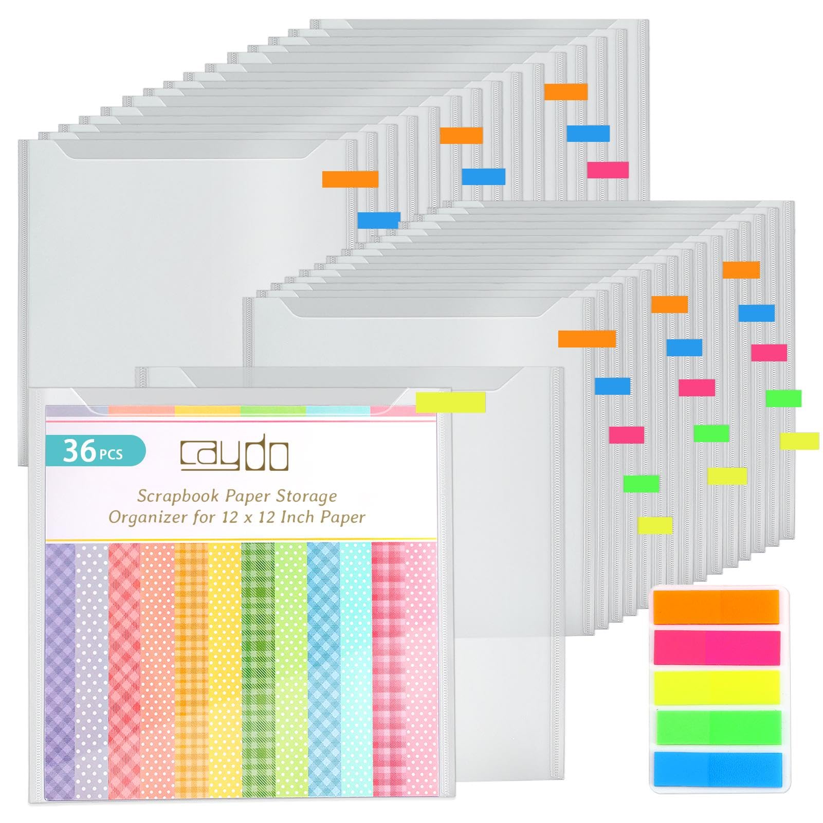 Caydo 36PCS Scrapbook Paper Storage Organizer for 12 x 12 Paper | Paper Storage 